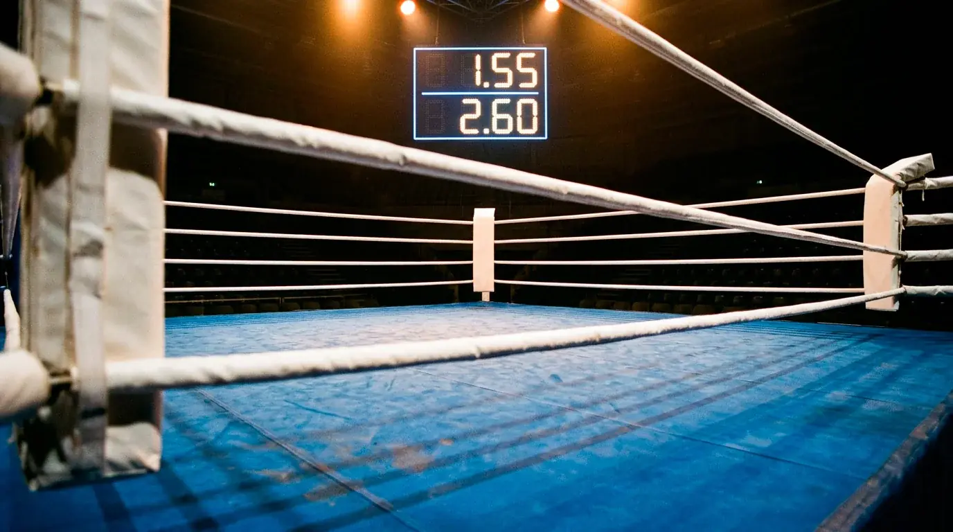 Boxen Quoten — Nahaufnahme eines Boxrings mit Quotentafel