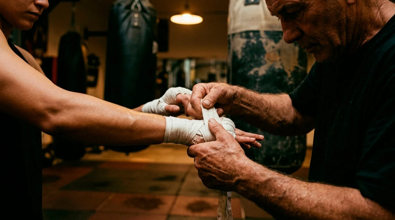 Boxen Wetten Tipps — Boxer in Kampfvorbereitung mit Trainer am Ring