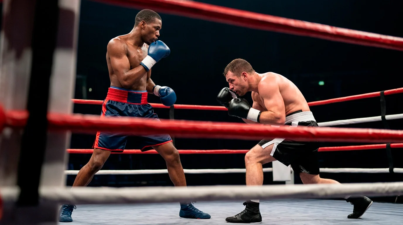Zwei Boxer mit unterschiedlichen Kampfstilen im Ring — Out-Boxer gegen Druckkämpfer